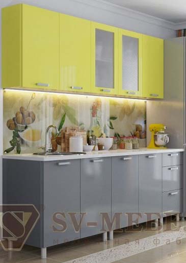 Маленькая кухня SV Модерн груша глянец/графит глянец 2000 МДФ