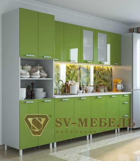 Кухня прямая SV Модерн Олива металлик 2600 МДФ
