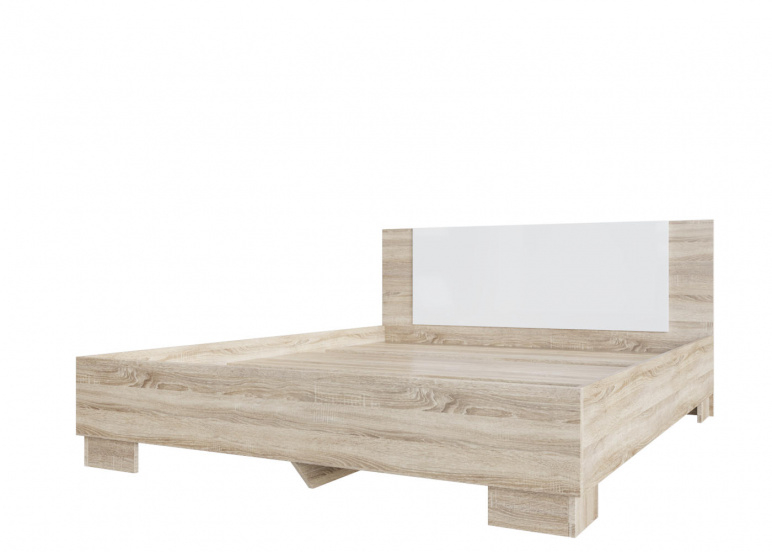 Набор мебели для спальни «Лагуна 2» Кровать двойная (1,6*2,0м) Дуб Сонома/Белый Глянец