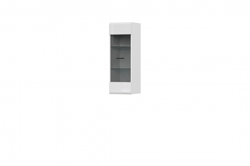 Модульная система «Соло» Шкаф навесной (со стеклом) Белый / Белый глянец