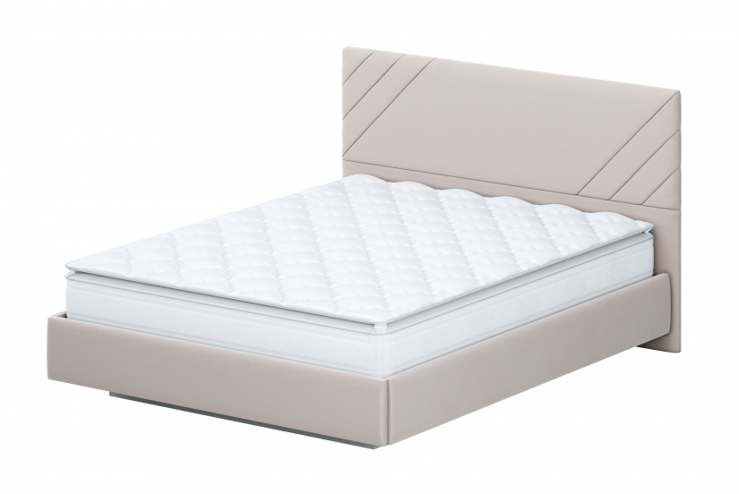Кровать двойная №2 (универсальная 1.4х2.0) Серия 2 Белый/Бежевый ткань/Лайн Бежевый ткань