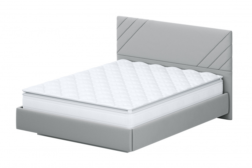 Кровать двойная №2 (универсальная 1.4х2.0) Серия 2 Белый/Серый ткань/Лайн Серый ткань